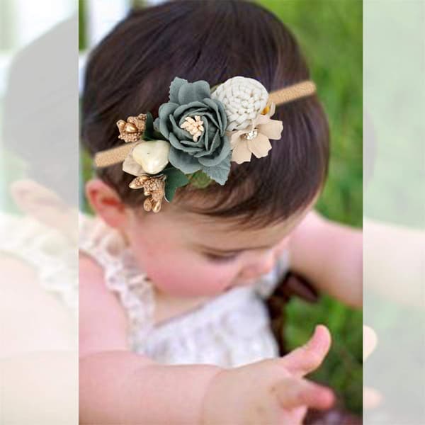 Baby Flicka Blomma Nylon Hårband - Elastiskt Hårband Handgjord Rosett