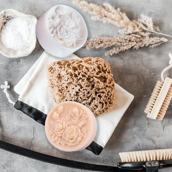 2 stk. runde blomsterforme til sæbefremstilling, roseharpiks lysform silikone, badebombe lotion bar silikoneform, 3D-form til sæbe lys bivoks ma
