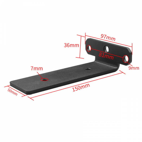 Support frame, wall mount, metal shelf brackets, floating shelf bracket, stainless steel, with screws, black, 150 mm (2 pieces)