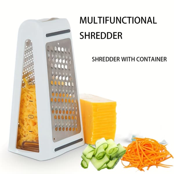 Multifunctional Stainless Steel Grater with Container, Double-Sided Grater for Vegetables and Cheese, Kitchen Baking-FM-