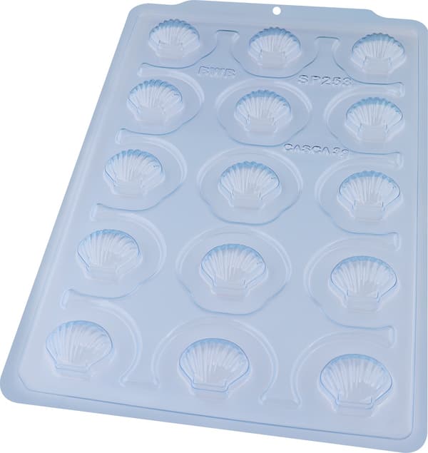 Pralinform Skjell Sjokoladeform - BWB 3512 - SP 253 - Spesiell 3-delt form Transparent transparent