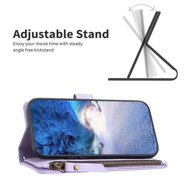 Til Samsung A34 5G Solid Farve Lynlås Etui Case Bf19 Stil Lilla Lilla Stil F Samsung Galaxy A34 5G