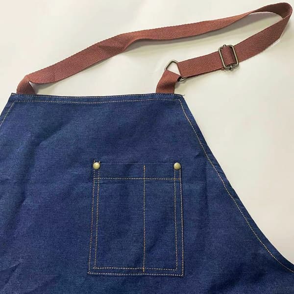Justerbart denimforkle med store lommer for menn og kvinner, for matlaging og grilling