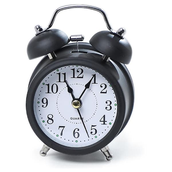 Digital metal alarm clock with small alarm clock, black
