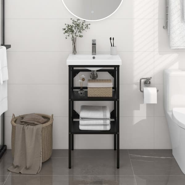 vidaXL Ramme til håndvask sort 40x38x83 cm jern Svart black