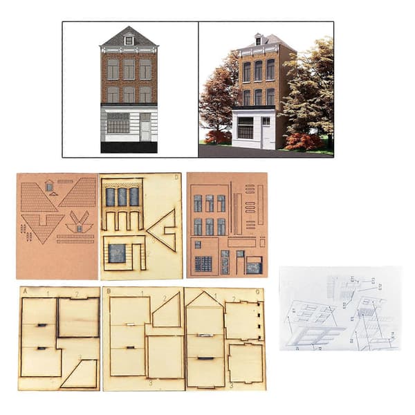Trämodellbyggsatser Hus Omålat för Sandbordsdekor Miniatyrscenlayout