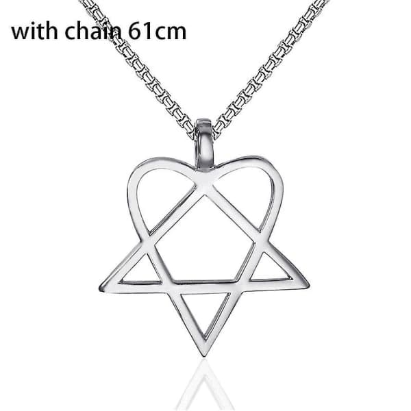 Heartagram Stjerne Hjerte Ham & Hende Halskæde i Rustfrit Stål Vintage Smykkestil 2-kæde 61cm