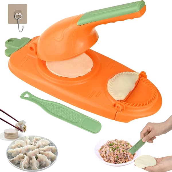 Dumplingmaskine 2 i 1 Manuel Nudelpressemaskine Dumplingskindmaskine Dumplingform (Orange)