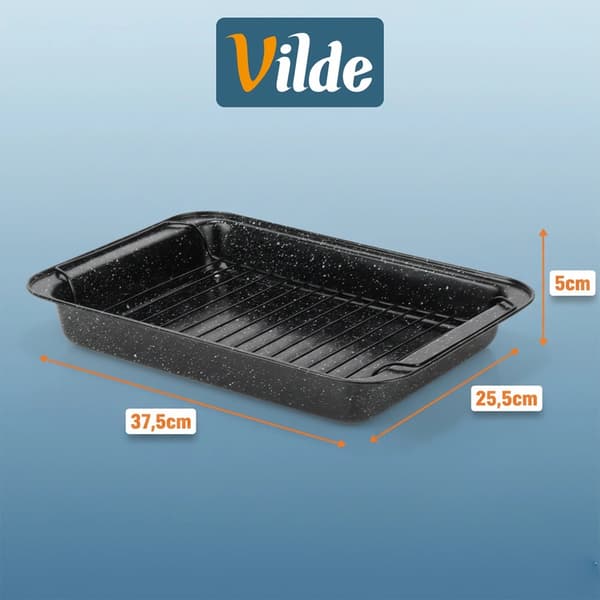 Roasting Pan with Rack, Non-Stick Granite, 37.5x25.5 cm