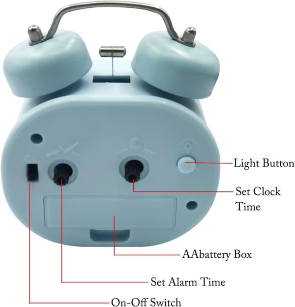 Retro Analog Alarm Clock 3 \" Twin Bell Quartz Alarm Clocks Silent