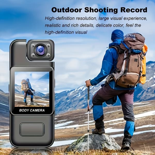 1080P FHD Body Camera, Motion Detection 180° Wide Angle, Night Vision Audio Function