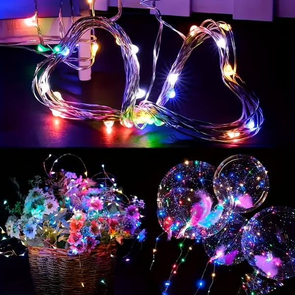 2 kpl paristokäyttöinen LED-valosarja, monivärinen, 1m