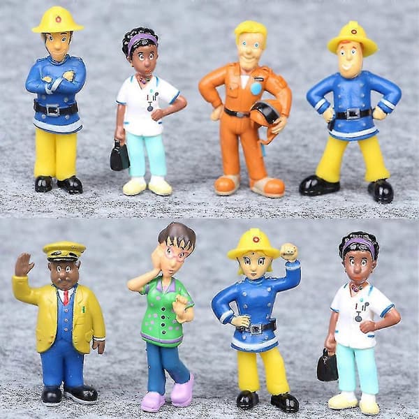 12 stk. Rolig Brannmann Sam Actionfigur Leker Mini Figurer Dukker Dekorasjoner Barn Gutter Gaver