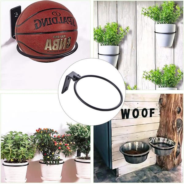 Flower Pot Holder, Metal Wall Mount Ring with Screws, Black, 15 cm Diameter, 3 Pcs