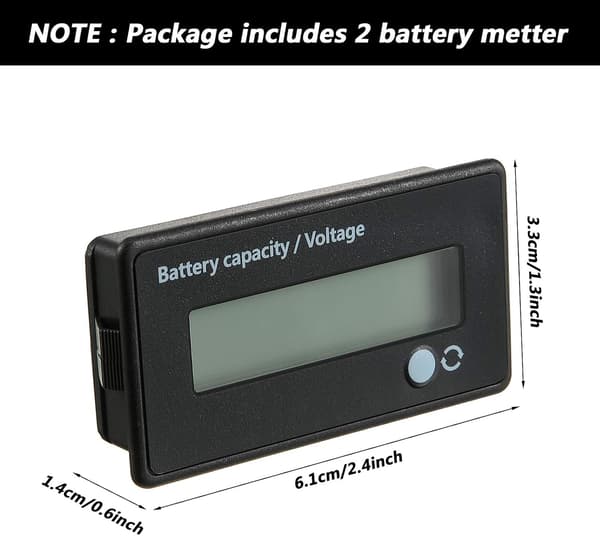 4 st DC 12V 24V 36V 48V 72V Batterimätare med Larm, Batterilock
