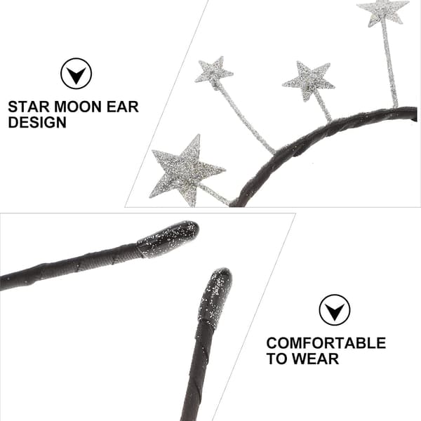 Sødt stjerne- og måne-glitterstjerne-pandebånd til fødselsdagsfest tiara H