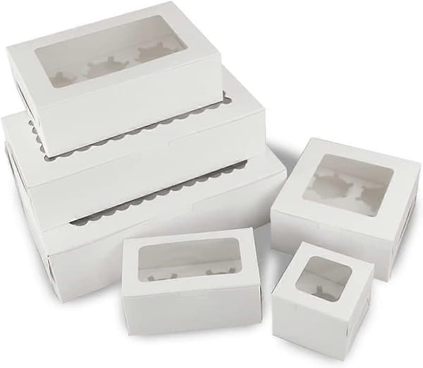 Muffin Boxes, 20-pack Bakery Muffin Containers, Cake Containers for Muffins, with Observation Window and Removable Inner Support, (1 Hole)
