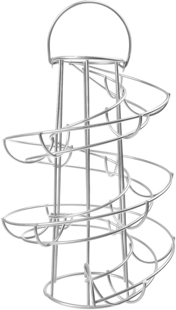 Egg Skelter Deluxe Moderne Spiraldispenserstativ - Frittstående tråd kyllingegg oppbevaringsorganisator displayholder kurv for benkeplate kjøkken Sølv Silver