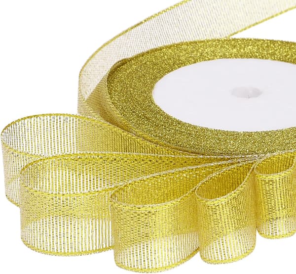 4 ruller 4/5 tommer bred julemetallisk glitterorganza