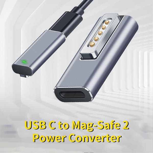 Adapteroplader Hurtigopladning Magnetisk Aluminiumslegering PD USB C til Mag-Safe 2 Strømkonverter til MacBook Air/Pro