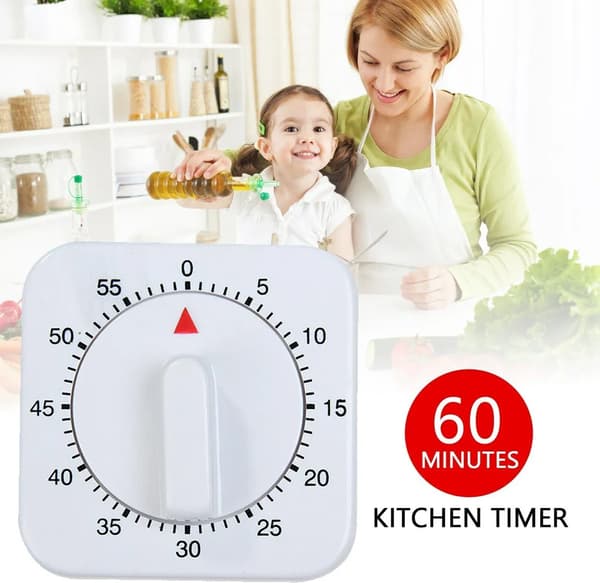 60 min mekanisk kökstimer korttidsklocka kökstimer baktimer äggtimer mekanisk vit