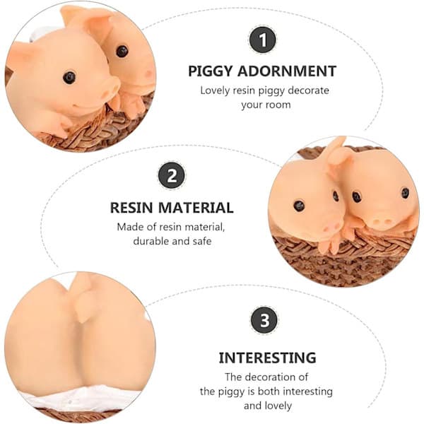 Creative Cute Pig Simulation Cartoon Animal Model Decoration (Small Pig in Basket)