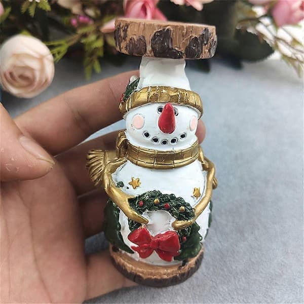 Festlige julelysestaker i resin til borddekorasjon, sett med 2