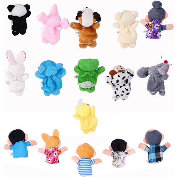 16-delad Fingerdockeset, inklusive 10 djurfigurer