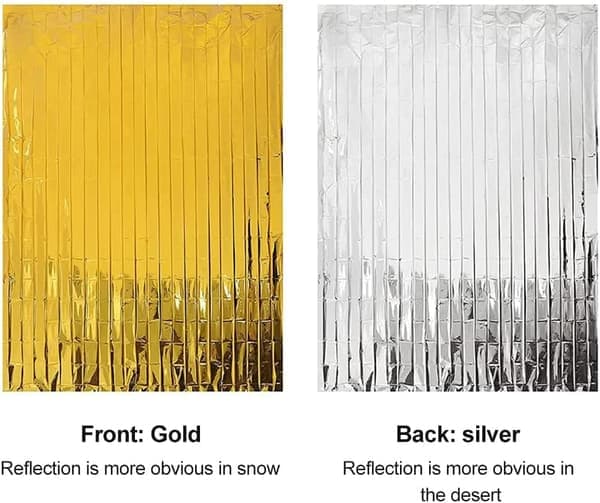 Thermal blanket protects against cold, rain, heat and wind, 210 x 160 cm (gold/silver)