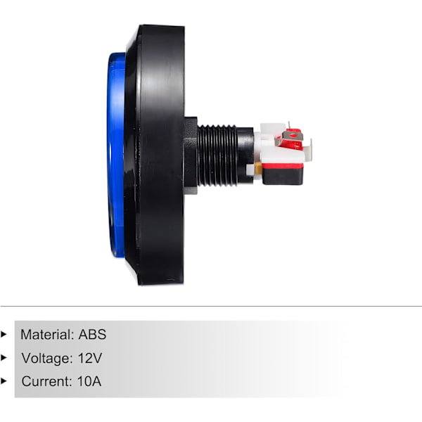 Starts Arcade-knapper ABS Micro Switch Flad Stor Cirkel med Lys til Videospildele DC 12V Blå - Blå Blue