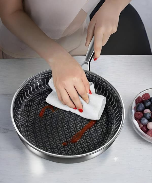 Non-stick stekepanne i rustfritt stål, bikakeformet, Ø28 cm induksjon 1252