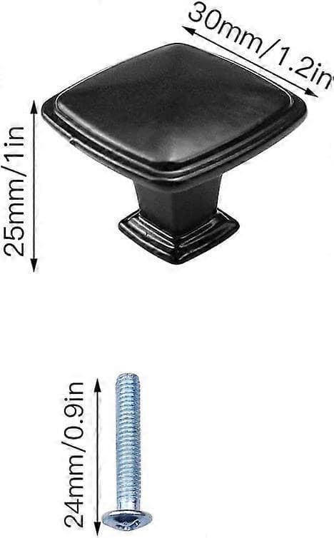 10 Pcs Black Furniture Knobs Drawer Handles Door Knobs Square Furniture Handles Single Round Hole Drawer Knobs Kitchen Cabinet Kids Room (30MM Aluminum)