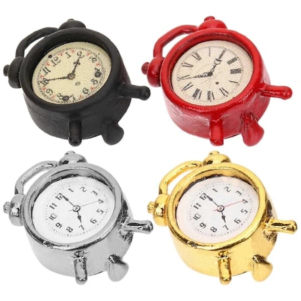 4 pcs Miniature Alarms Mini Clock Models Small Alarm Clocks DIY Crafts Mini House Accessories
