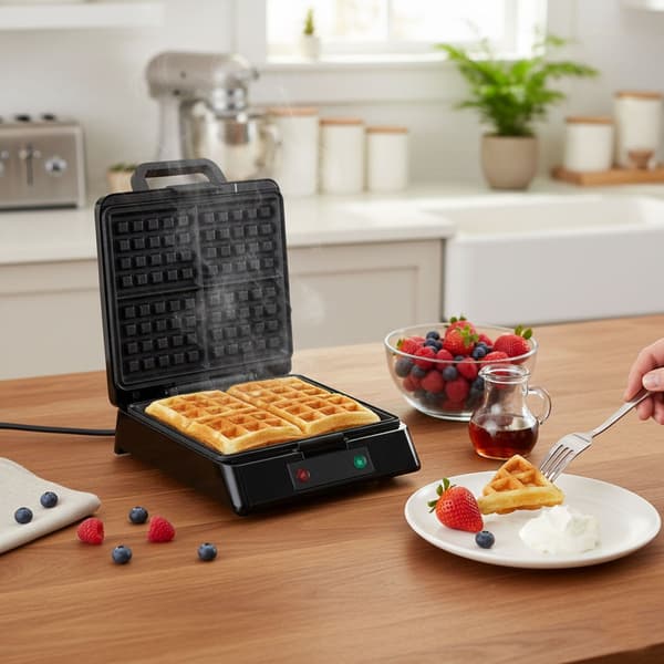 Vaffeljern, 4 store vafler, non-stick, 1080–1300W