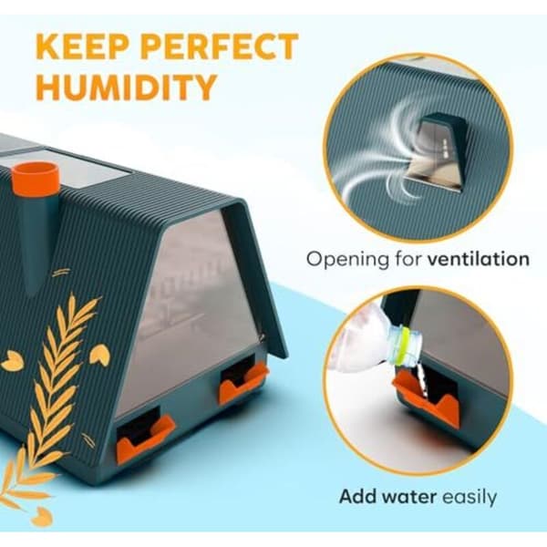 Automatic Chicken Egg Incubator with Turning and Humidity Control for 10 Eggs, Built-in Candler, Compatible with Okkobi