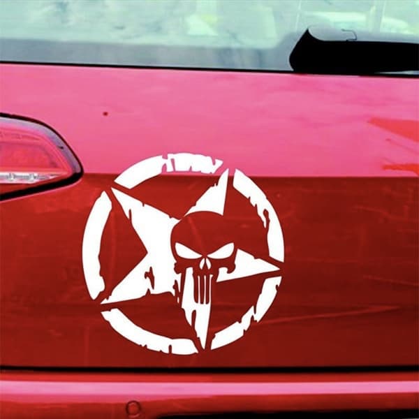 Punisher Skull bilmærkat Skull Pentagram bilmærkat pakke med 2 stk.
