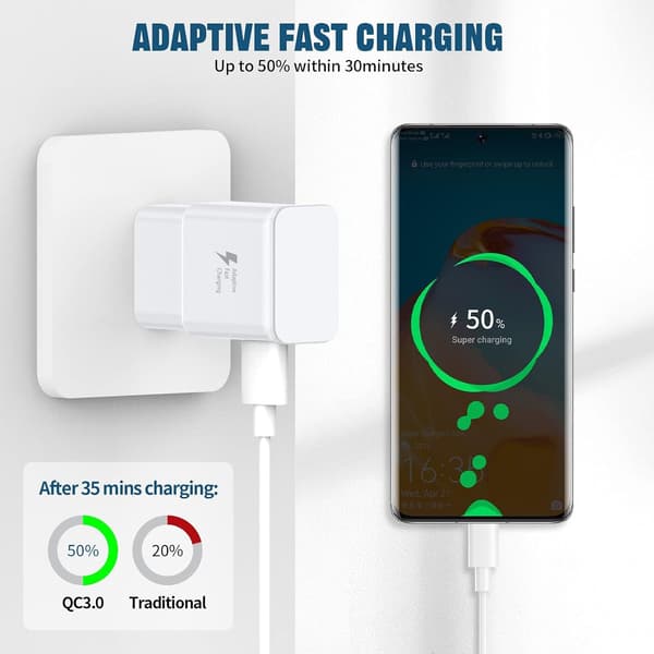 Samsung Charger Fast Charging Cable 1.8m with USB Wall Charger for Samsung