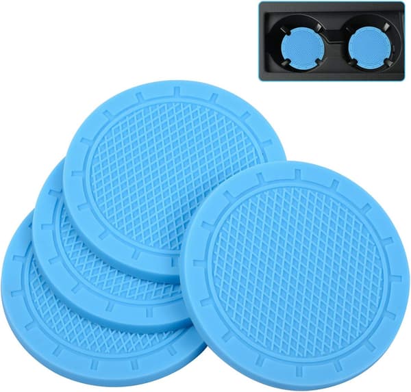 Bilunderlag, Wisdompro 4-pak PVC-bilholder til kopholder (2,75 tommer diameter, lyseblå)