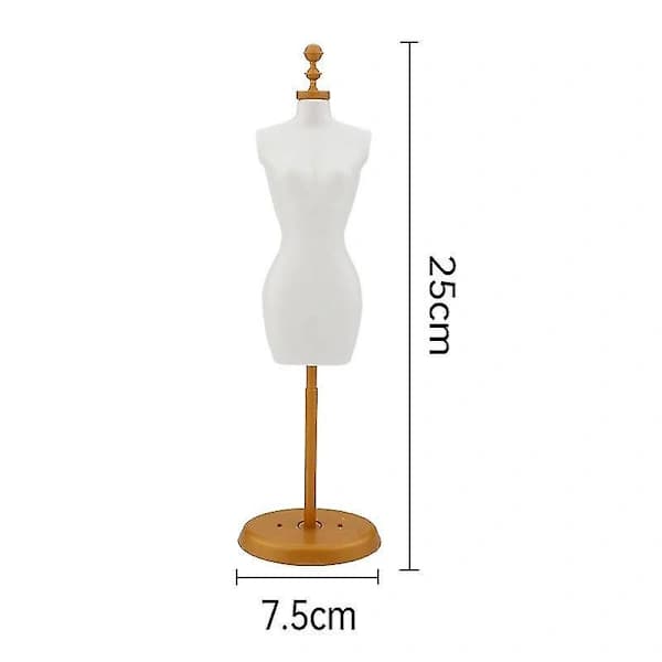 Sort mannequin-stativmodel til dukkeklæder kjole displayholder 25 cm hvid