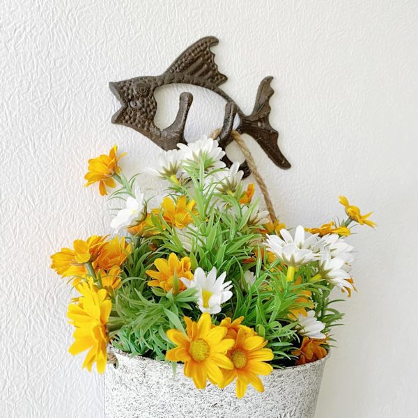 Rustic Fish Shaped Decorative Wall Hook Hanger, 1-pack Antique Cast Iron Mounted Wall Hooks