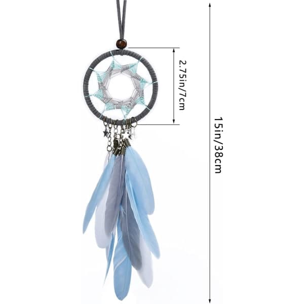 Dream Catcher Handmade Car Interior Rear Hanging Charm Car Hanging Decoration 2.8\" Diameter (Grey)