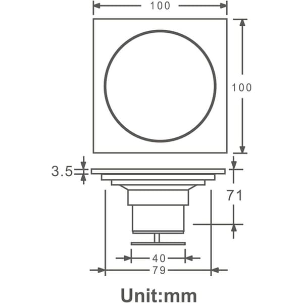 Square Brass Shower Drain 10x10 cm, Odor-Proof Bathroom Siphon with Large Grate, Compatible with Most Brands