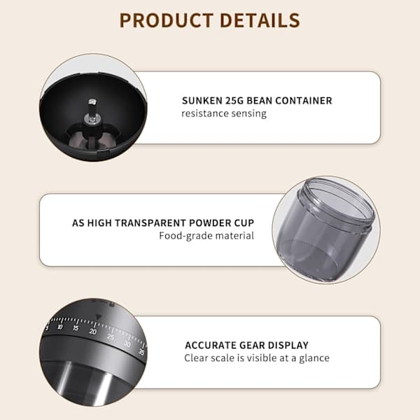Electric Coffee Grinder, Pour Over Coffee Maker, Rechargeable Coffee Grinder, Portable for Home Use, [DB]
