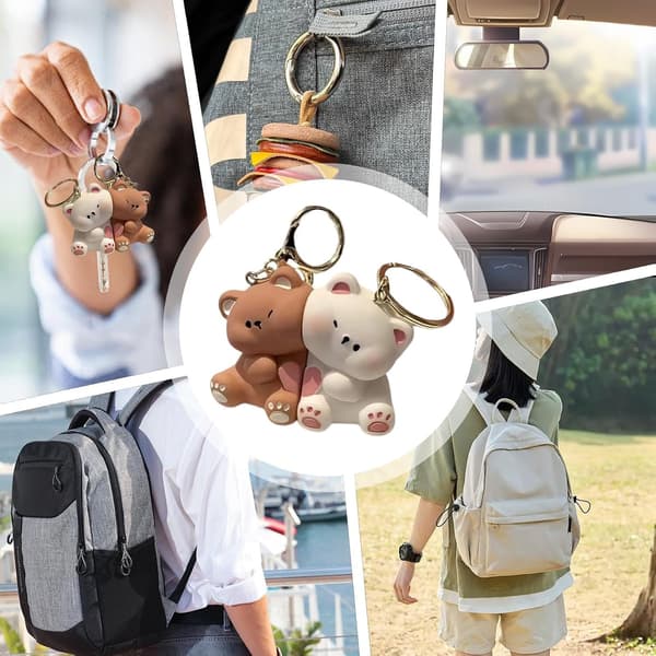 Matching Bears Keychains, Cute 2-pack Animal Keychain Pendant for Couples, Car Keychain for Boyfriend & Girlfriend
