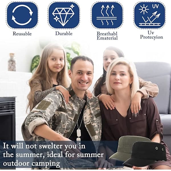 2 st Militärkeps herr bomull armékeps unisex armé militär platt keps