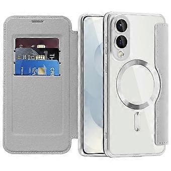 Compatible Case for Samsung Galaxy S25 Edge Compatible with MagSafe Rhombus PU Leather Phone Case (Grey)