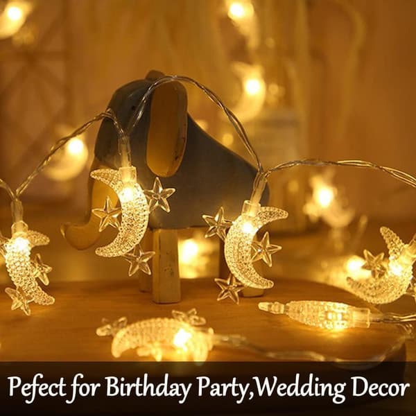 July 40 LED Moon String Lights Battery Operated 6m Moon Mini Stars String Lights for Yard Garden, Wedding Garden De