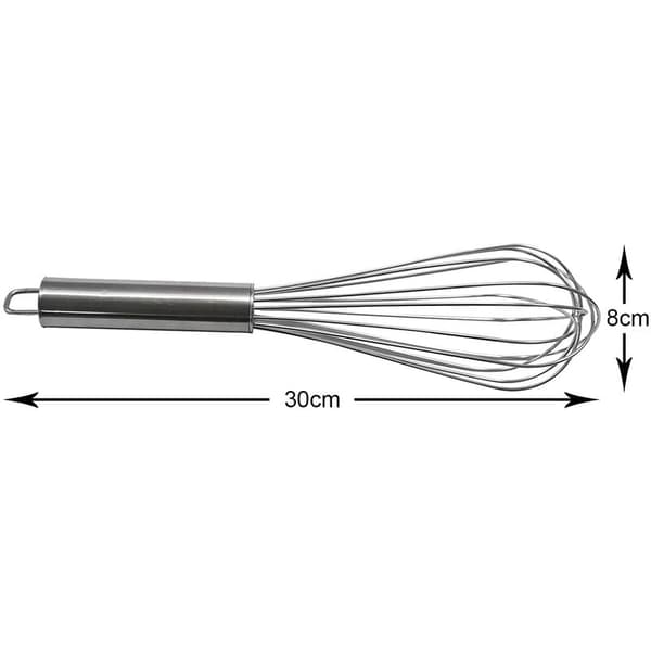 Helt rustfri ståltrådsvisp/mikser (sølv) Stor 30 cm for matlaging, blanding, visping, pisking, røring