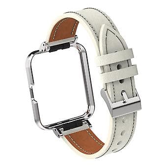 Lærreim for Xiaomi Redmi Watch 2 (Varm Hvit Sølvveske)