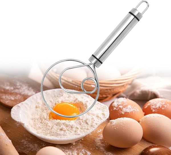 Danish Dough Whisk Hand Bread Mixer Stainless Steel Baking Accessory Hand 1 Dutch Bread Whisk for Cake Pastry Biscuit Pizza